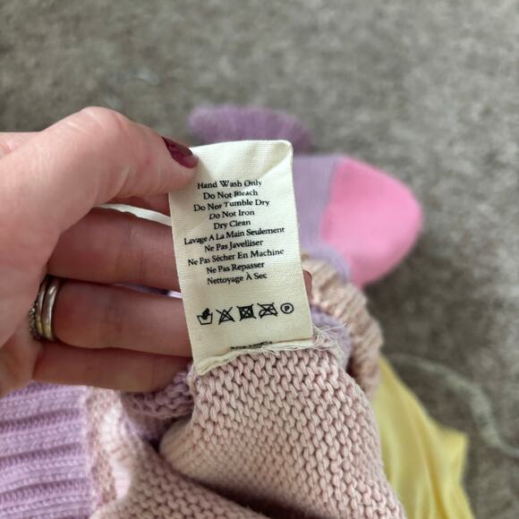 LoveShackFancy Girl’s Colorblock Knit Sweater Star Pink Sz 8-9Y Pastel Purple - Picture 13 of 15